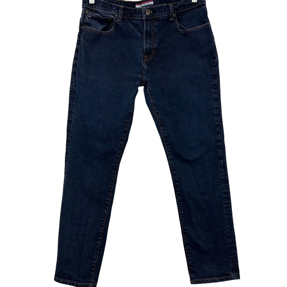 Tommy Hilfiger Mens Slim Fit Dark Wash Denim Jeans Blue 36x30